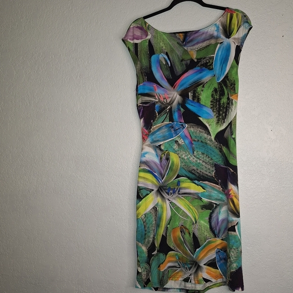 Cartise Women's Floral Hawaiian Cotton Blend Sleeveless Sheath Dress Size 10 - Picture 2 of 8